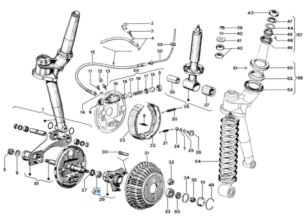 Needle bearing - front wheel Calessino + Ape Classic + ApeTM + P2 + Apecar P501-P601