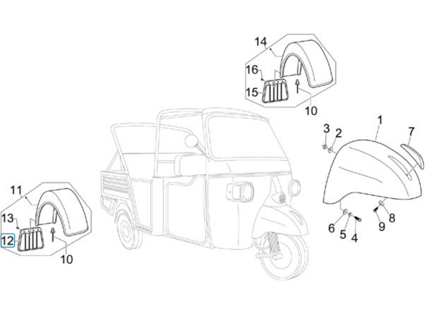 Spatlap Ape Classic - Calessino + Apecar P501-P601 - AKTIE