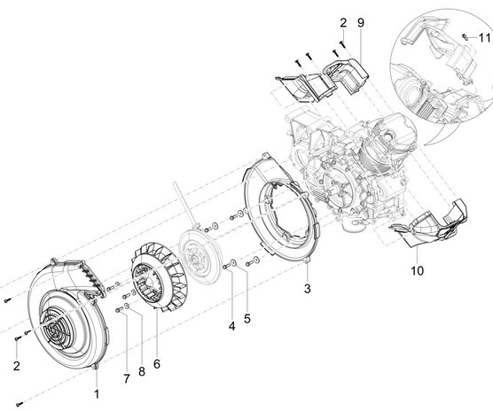 Koelkap cilinderkop Calessino 200 EU2 - uitlaatzijde