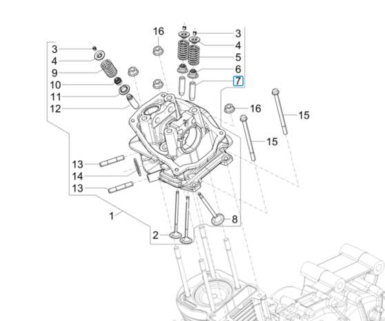 Valve support - inlet valve in cylinder head Calessino 200 EU2 + EU4