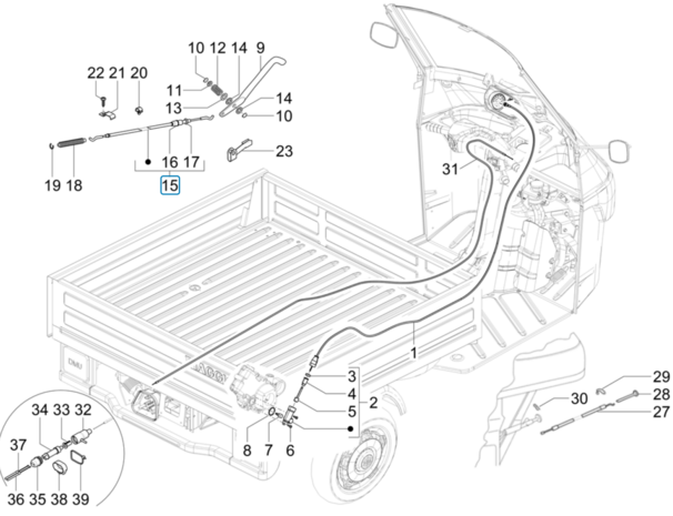 Achteruitversnelling kabel Ape50