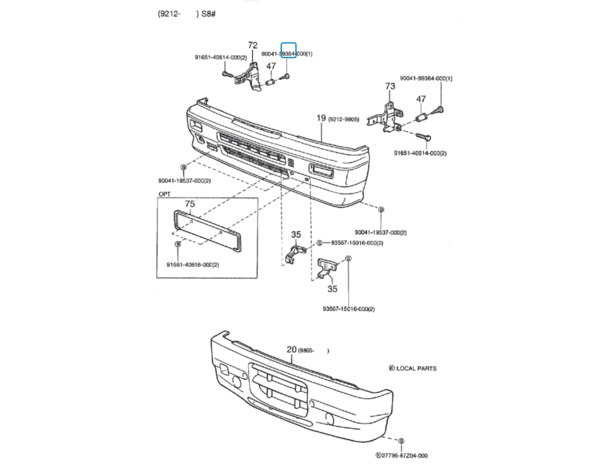 Bevestigings parker voorbumper Daihatsu / Porter