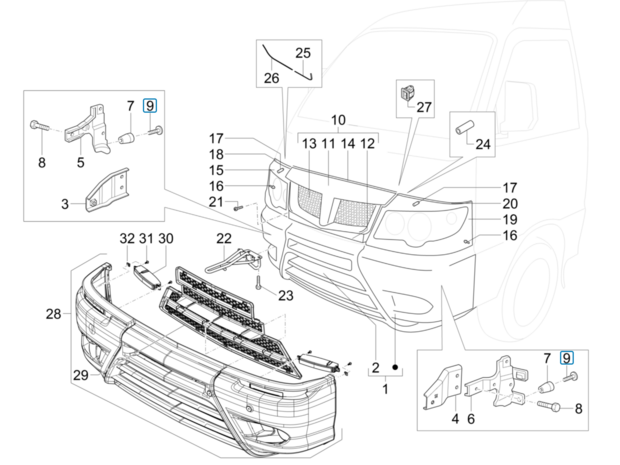 Bevestigings parker voorbumper Daihatsu / Porter