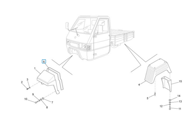 Voorspatbordrubber ApeTM +  Calessino Diesel + Apecar P501-P601 - AKTIE