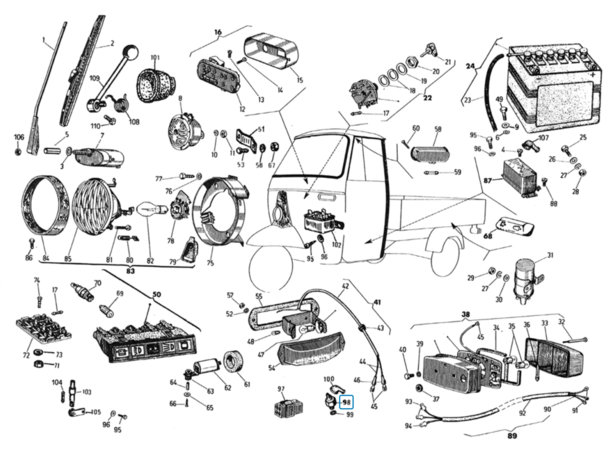 Remlichtschakelaar Vespacar P2 + P3