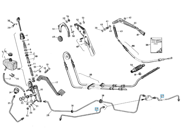 Remleiding achterzijde Vespacar P2 + Apecar P501-P601