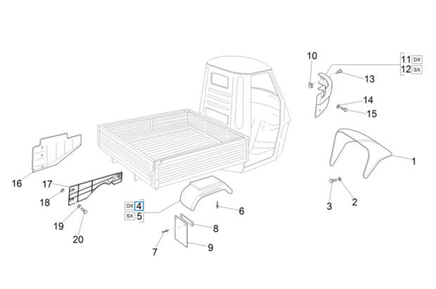 Achterspatbord Ape50 - Zwart - Rechts - AKTIE