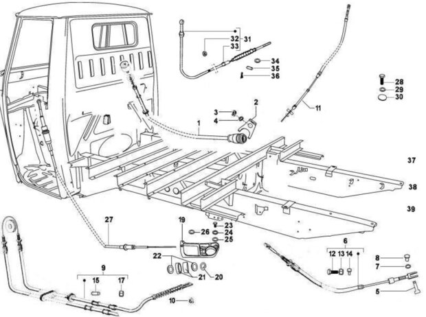 Stelnippel schakelkabel Calessino + Ape Classic 422cc Diesel