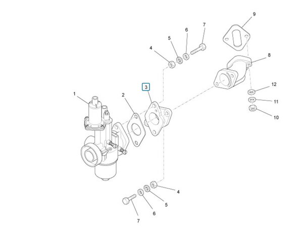 Flexibel tussenblok inlaat ApeTM + Vespacar P2 + Apecar P501-P601