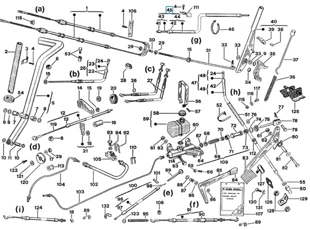 Gaskabel (oud type) Ape P50 - AKTIE