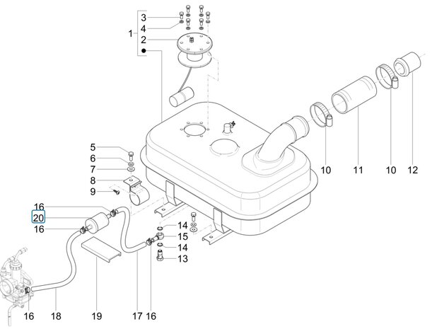 Brandstoffilter Ape Classic 400 E2 + E4 + 422cc Diesel + Calessino 200 E2 Benzine + 422cc Diesel - AKTIE