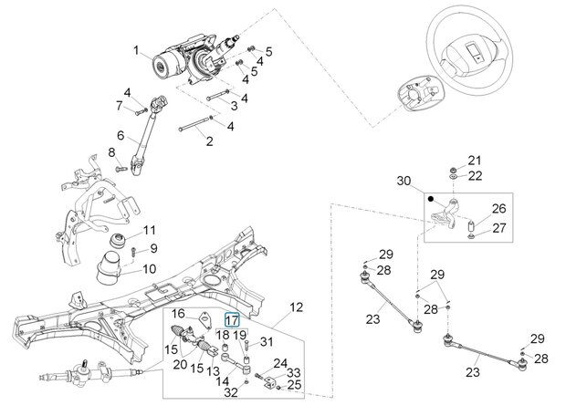 Rubber bussen set 14 en 16mm. Stuurstang tussenarm Daihatsu / Porter