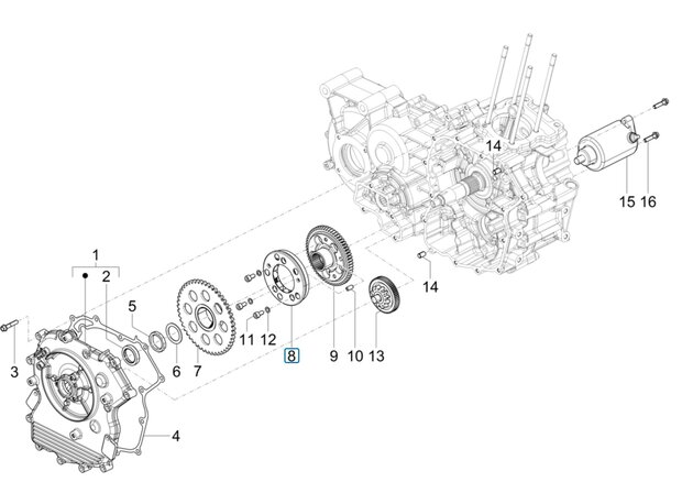 Slipkoppeling starterkrans Calessino 200 - AKTIE