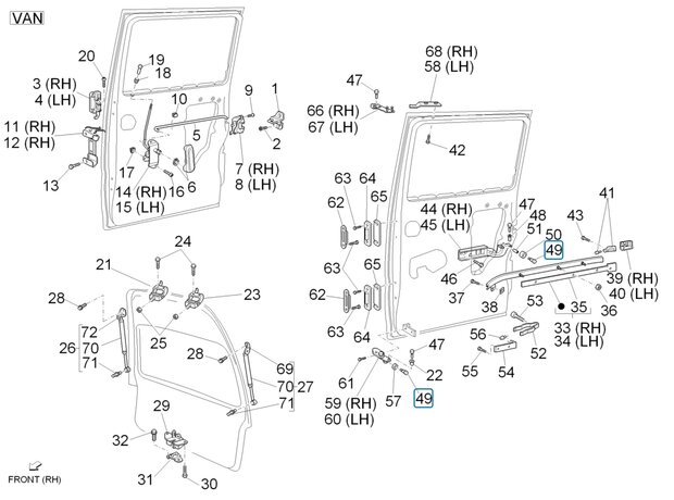 Bout schuifdeur Daihatsu / Porter VAN