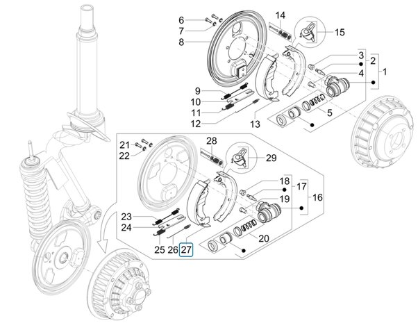 Front brake shoe kit Ape50 EU4 + Calessino 200 - SALE