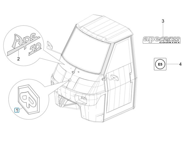 Embleem / logo op voorfront Ape50 EU4 - AKTIE