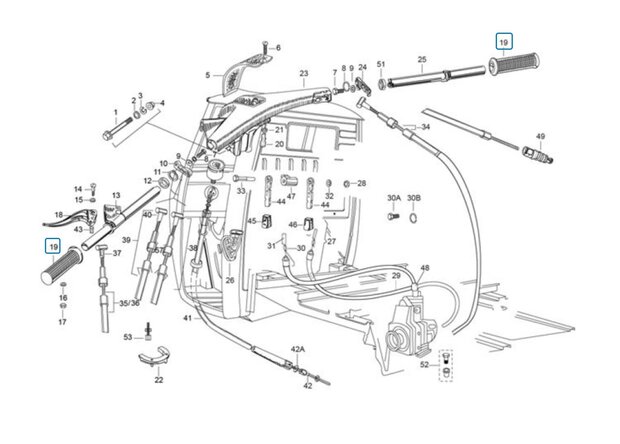 Rubber handvat Ape Classic + Calessino + Apecar P501-P601