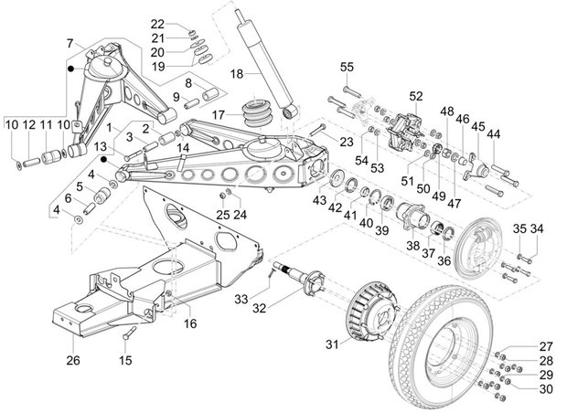 Rear wheel axle - Calessino Eu2 + Eu4