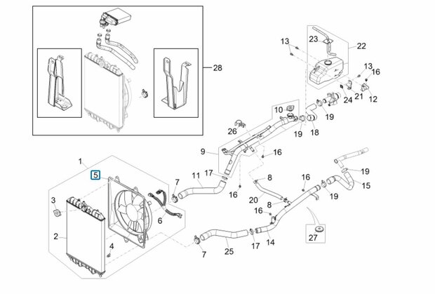 Cooling fan radiator Porter Multitech 1.3 E5 + E6 + D120 1.2