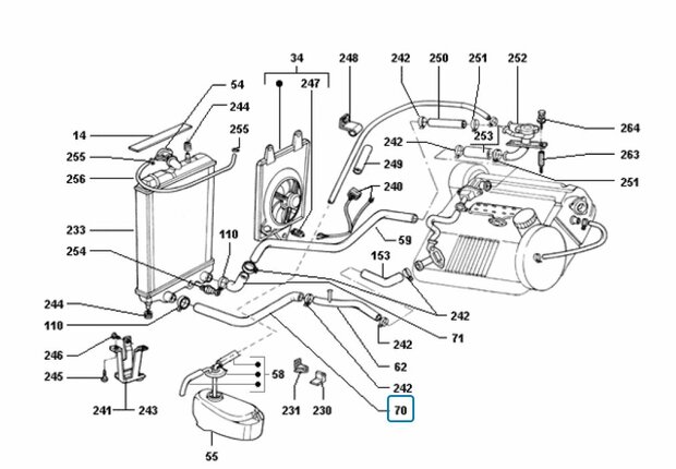 Koelslang onderste aan radiateur Daihatsu / Porter 1.4D