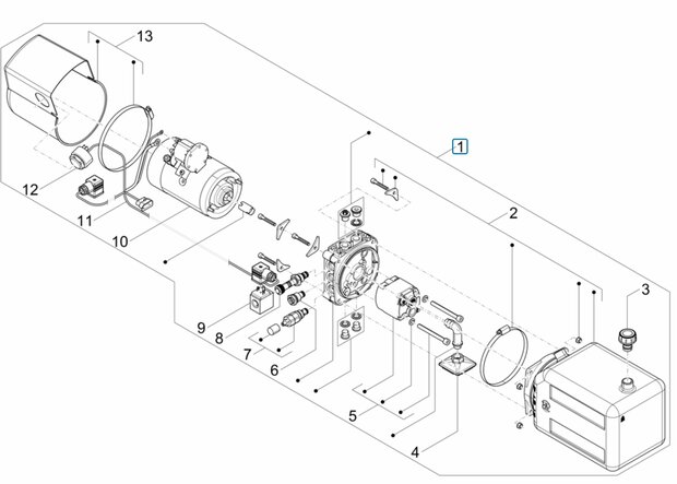 Hydrauliekpomp unit hefcilinder kiepbak Porter NP6 1.5 - Kipper - Enkellucht 
