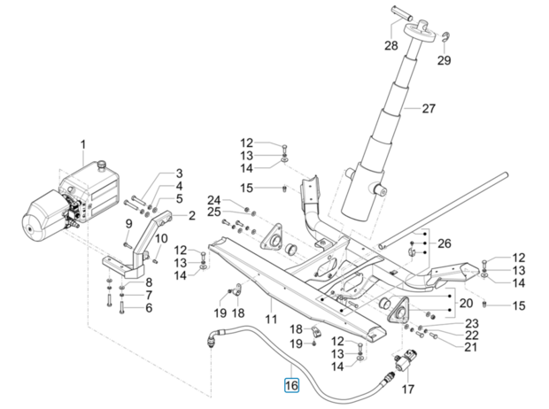 Hydrauliekslang pomp - hefcilinder kiepbak Porter NP6 1.5 - Enkellucht