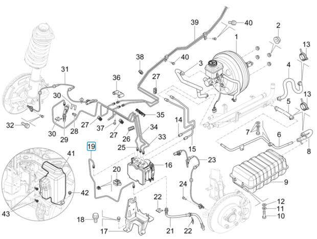 Brake line ABS pump to left front wheel Porter NP6 1.5