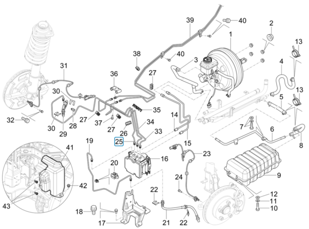 Brake line ABS pump to right front wheel Porter NP6 1.5