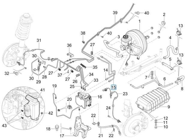 Brake line from master cylinder to ABS pump - 1st