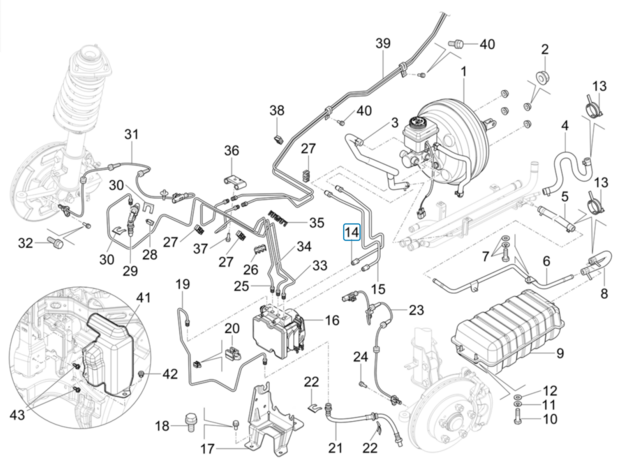 Brake line from master cylinder to ABS pump - 2th