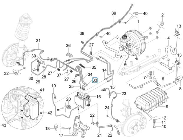 Brake line - intermediate line ABS pump to brake line rear axle Porter NP6 1.5 - Left