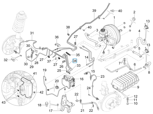 Brake line - intermediate line ABS pump to brake line rear axle Porter NP6 1.5 - Right