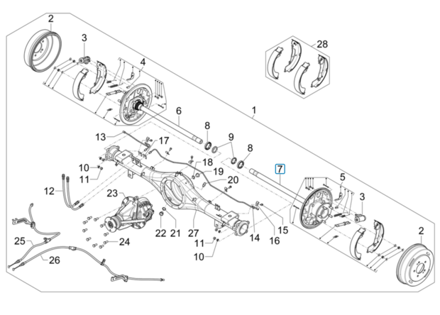 Thru axle - differential left side Porter NP6 1.5 - Single wheel